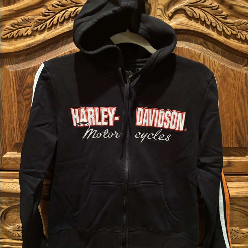 Harley-Davidson Black and Red Zip-Up Hoodie